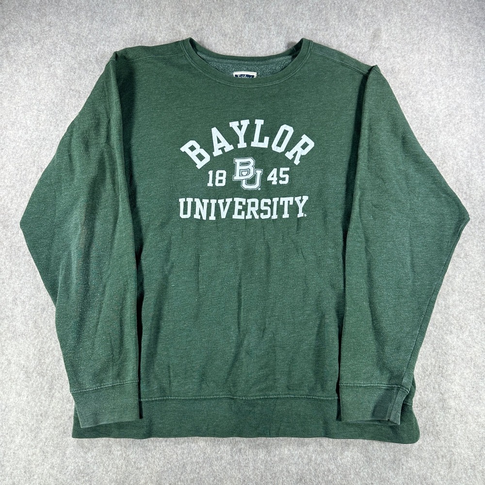 League Mens Crewneck Sweatshirt Baylor Bears University Triblend Green Size XL